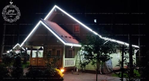 Подсветка загородного дома белым неоном 8х16мм (пос. Корабельные сосны Л.О.)