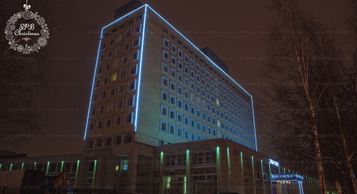 Подсветка фасада гибким неоном 16мм (ООО «Институт Гипроникель»)