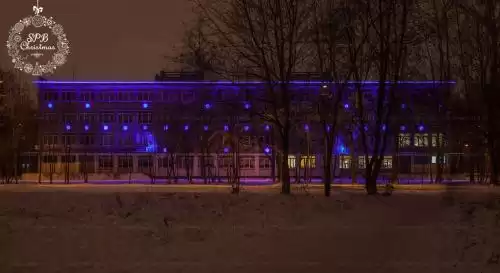 Украшение фасада дюралайтом школы ГБОУ №543 Санкт-Петербург