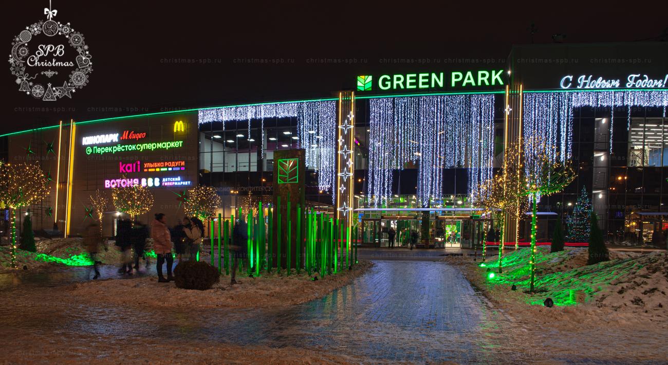 Новогодние оформление территорий культурно-досугового центра «Green Park» в Славянке. 
