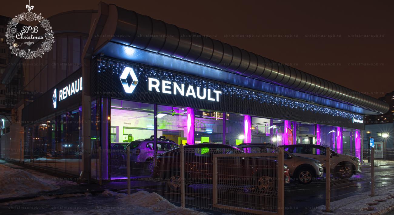Новогодние оформление автоцентра Renault Петровский Выборгское шоссе