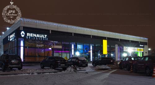 Украшение гирляндами фасада для автоцентра Renault Петровский (Софийская)