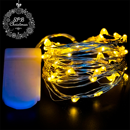 Светодиодная гирлянда нить «Роса - мини» на батарейках (50LED, 5м) теплый белый
