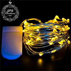 Светодиодная гирлянда нить «Роса - мини» на батарейках (50LED, 5м) теплый белый