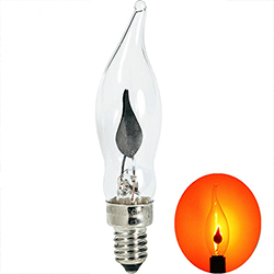 Лампа накаливания для подсвечников (Е12, 3Вт, 2700К, свеча, с эффектом пламени)