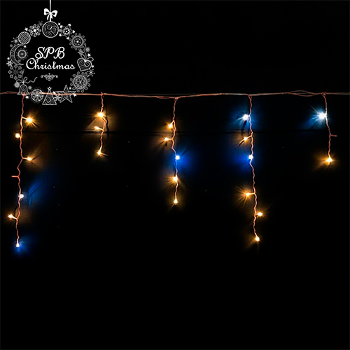 Уличная светодиодная гирлянда бахрома (625LED, 25х0,6м, IP54, белый провод каучук) теплый белый-вспышки белый