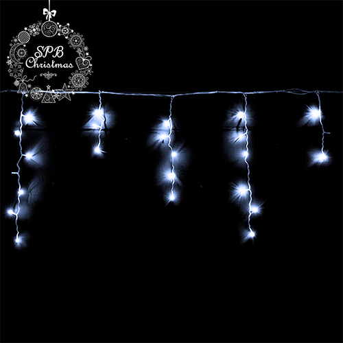 Уличная светодиодная гирлянда бахрома (625LED, 25х0,6м, IP54, белый провод каучук) белый-вспышки белый