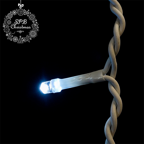 Уличная светодиодная гирлянда бахрома (625LED, 25х0,6м, IP54, белый провод каучук) белый-вспышки белый