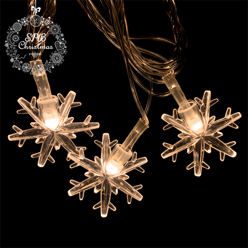 Светодиодная гирлянда с насадками «Снежинки» (20LED, 3м) теплый белый