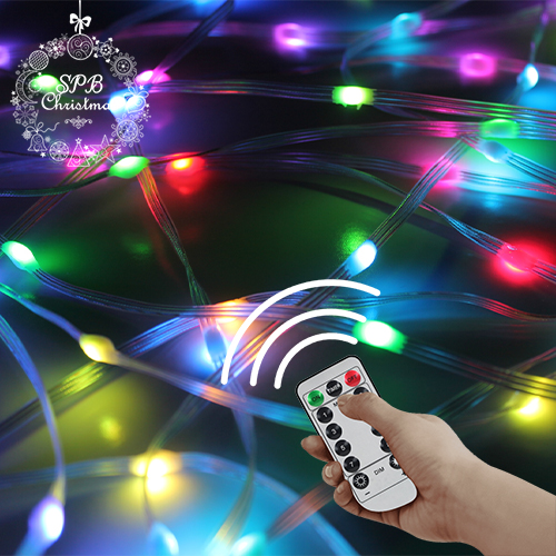 Светодиодная смарт гирлянда USB с пультом управления «Умная роса» (100LED, DMX,10м) разноцветная