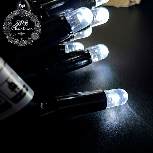 Уличная гирлянда нить PREMIUM (20LED, 2м, IP67, черный провод каучук) белый-вспышки белый