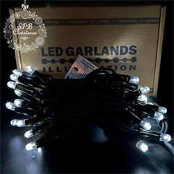 Уличная гирлянда нить PREMIUM (30LED, 3м, IP67, черный провод каучук) белый