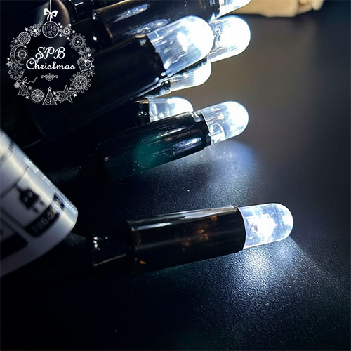 Уличная гирлянда нить PREMIUM (30LED, 3м, IP67, черный провод каучук) белый-вспышки белый