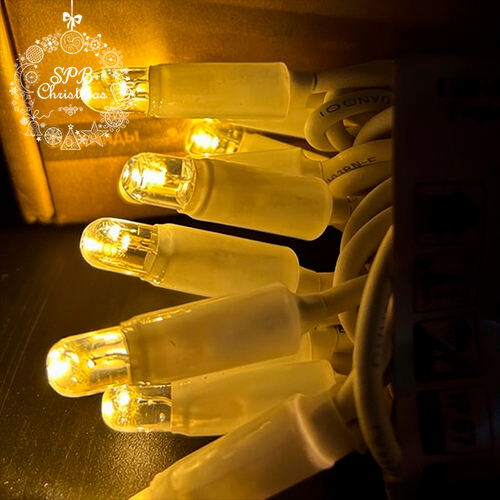 Уличная гирлянда нить PREMIUM (20LED, 2м, IP67, белый провод каучук) теплый белый-вспышки белый