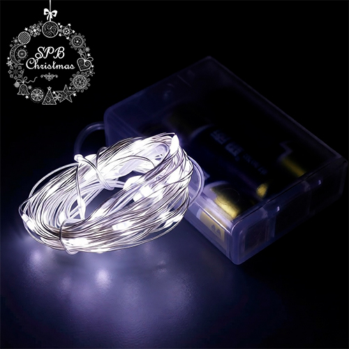 Светодиодная гирлянда нить «Роса» на батарейках (100LED, 5м) белый