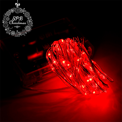 Светодиодная гирлянда нить «Роса» на батарейках (100LED, 5м) красный