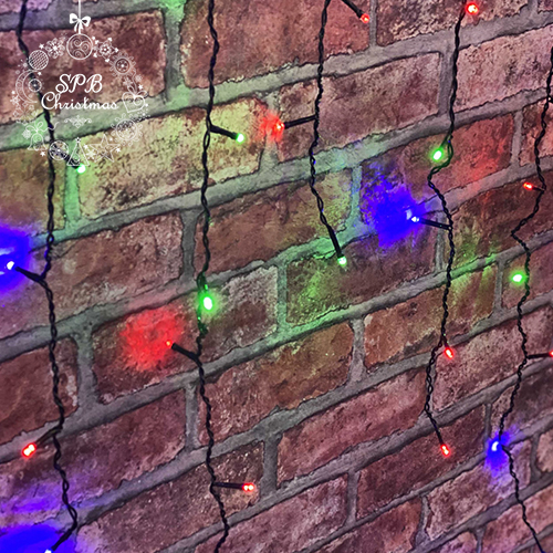 Уличная светодиодная гирлянда бахрома (120LED, 3х0,75м, IP54, черный провод) зеленая