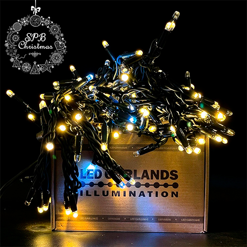 Уличная гирлянда бахрома LUXURY (150LED, 3х0,7м, IP67, черный провод каучук) теплый белый-вспышки белый 