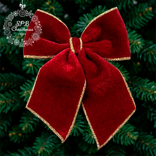 Новогодний бант (красный, золотая кайма, 30х25см, 25х20см)