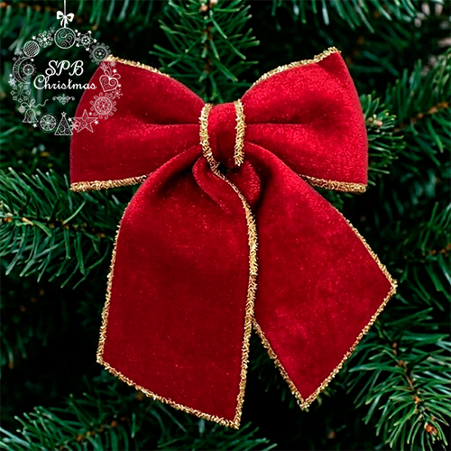 Новогодний бант (красный, золотая кайма, 30х25см, 25х20см)