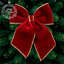 Новогодний бант (красный, золотая кайма, 30х25см, 25х20см)