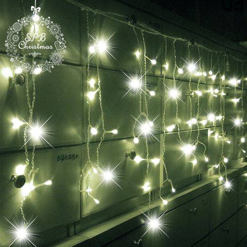 Уличная светодиодная гирлянда бахрома (100LED, 2х0,5м, pro, силиконовый провод, вспышки) синий-вспышки белый