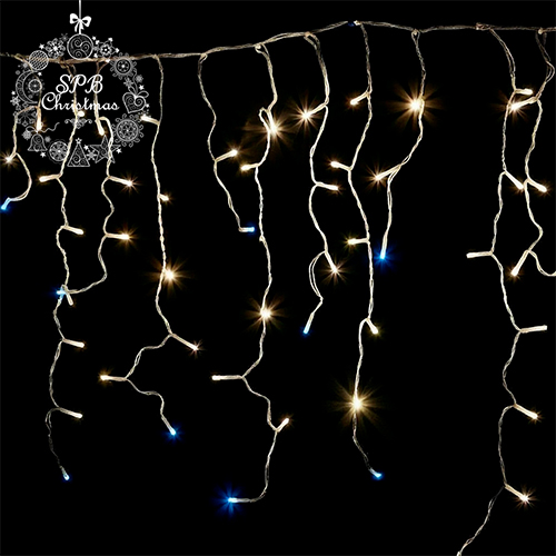 Уличная светодиодная гирлянда бахрома (100LED, 2х0,5м, pro, силиконовый провод, вспышки) теплый белый-вспышки белый
