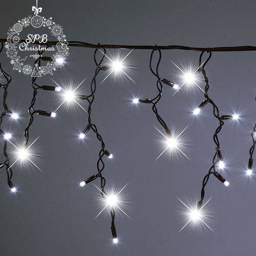 Уличная светодиодная гирлянда бахрома (100LED, 2х0,5м, IP65, черный провод каучук, вспышки) белый-вспышки белый