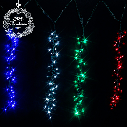 Уличная светодиодная гирлянда бахрома «Фейерверк» (264LED, 3х0,7м, IP54, черный провод) разноцветная