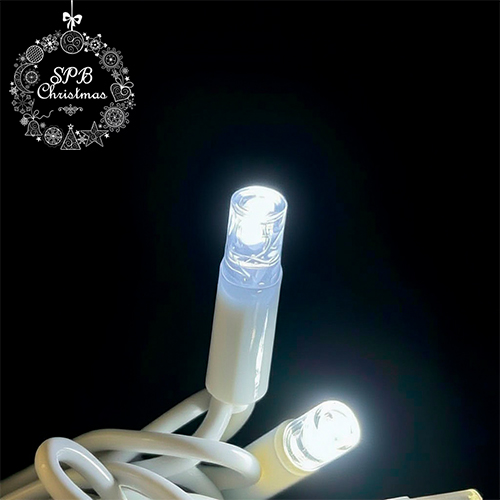 Уличная светодиодная гирлянда нить (80LED, 8м, IP65, белый провод каучук, вспышки) белый-вспышки белый