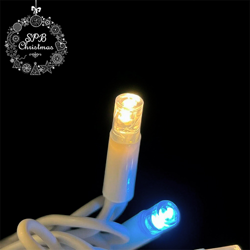 Уличная светодиодная гирлянда нить (80LED, 8м, IP65, белый провод каучук, вспышки) теплый белый-вспышки белый