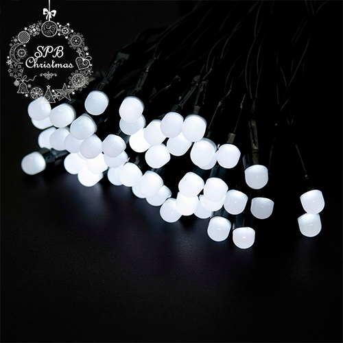Уличная светодиодная гирлянда нить "Жемчуг" (180LED, 17м, IP54, черный провод) белый