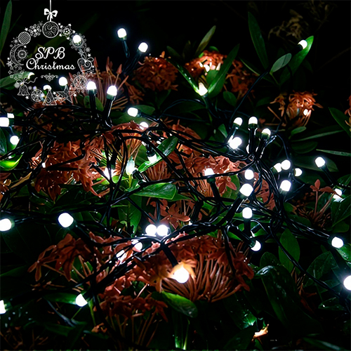 Уличная светодиодная гирлянда нить "Жемчуг" (180LED, 17м, IP54, черный провод) синий