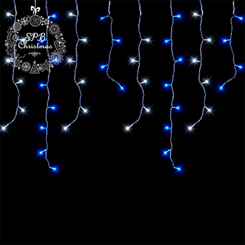 Светодиодная гирлянда бахрома (120LED, 3х0,70м) белый синий