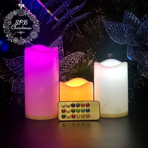 Набор светодиодных свечей на батарейках (3 свечи: 75мм, 110мм, 150мм, RGB, ПДУ)