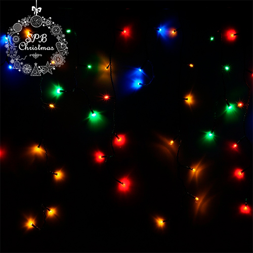 Уличная светодиодная гирлянда бахрома «Кристалл» (120LED, 3х0,80м, IP54, черный провод) RGB
