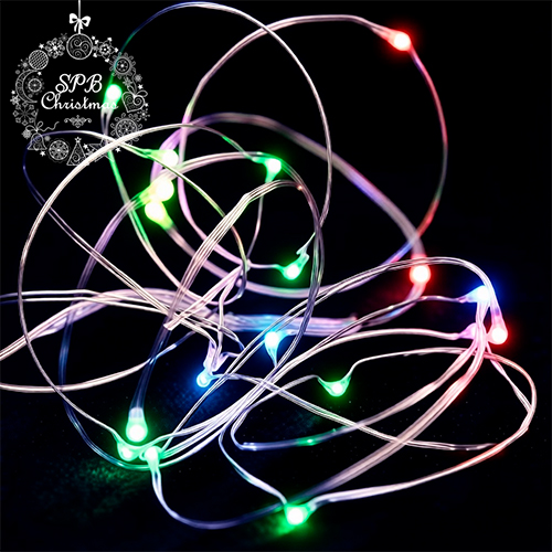 Светодиодная гирлянда нить «Роса - мини» на батарейках (30LED, 3м) разноцветная