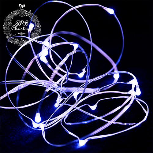 Светодиодная гирлянда нить «Роса - мини» на батарейках (30LED, 3м) синий