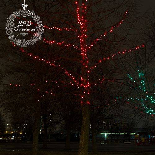 Уличная светодиодная гирлянда нить (180LED, 17м, IP54, черный провод) теплый белый-вспышки белый
