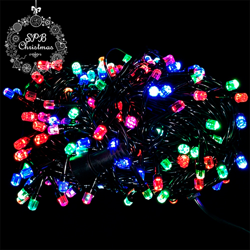 Уличная светодиодная гирлянда нить «Кристалл» (180LED, 17м, IP54, черный провод) разноцветная