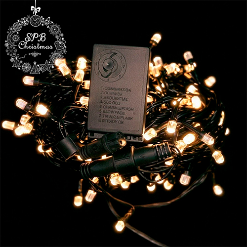 Уличная светодиодная гирлянда нить «Кристалл» (180LED, 17м, IP54, черный провод) теплый белый