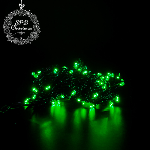 Светодиодная гирлянда Нить 70LED (7м,черная) зеленый