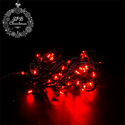 Светодиодная гирлянда Нить 70LED (7м,черная) красный