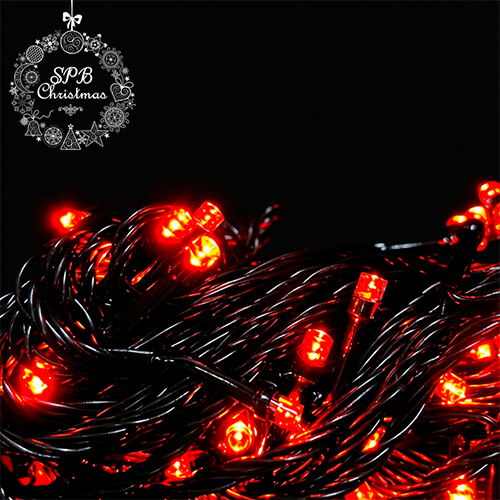 Светодиодная гирлянда Нить 70LED (7м,черная) красный