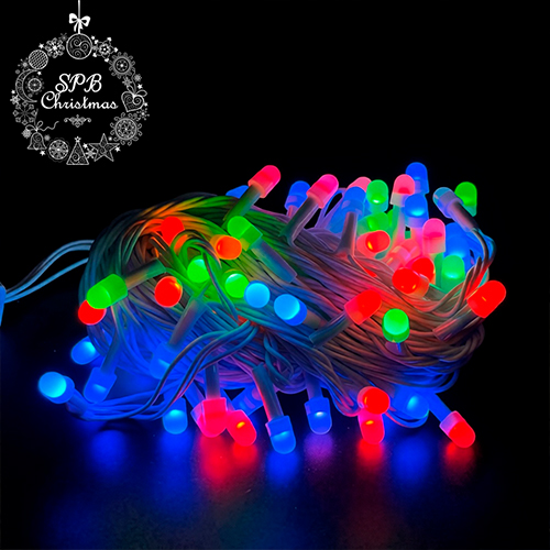 Светодиодная гирлянда нить «Жемчуг» (100LED, 10м., белый пвх, коннектор) разноцветная
