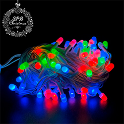 Светодиодная гирлянда нить «Жемчуг» (100LED, 10м., белый пвх, коннектор) разноцветная