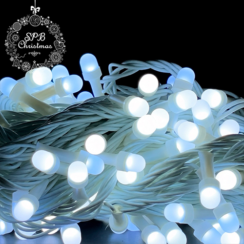 Светодиодная гирлянда нить «Жемчуг» (100LED, 10м., белый пвх, коннектор) белый
