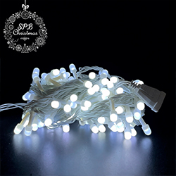 Светодиодная гирлянда нить «Жемчуг» (100LED, 10м., белый пвх, коннектор) белый