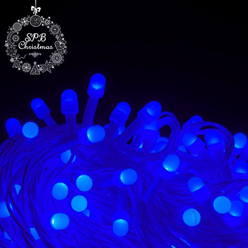Светодиодная гирлянда нить «Жемчуг» (100LED, 10м., белый пвх, коннектор) синий