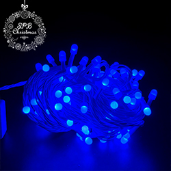 Светодиодная гирлянда нить «Жемчуг» (100LED, 10м., белый пвх, коннектор) синий
